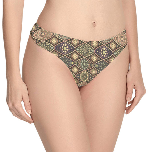 Mandala Motif Themed Design Print Women's Thongs
