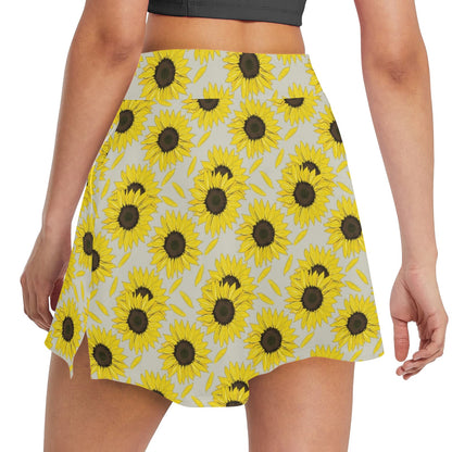 Sunflower Print Design LKS309 17" Golf & Pickleball Skort with Pockets