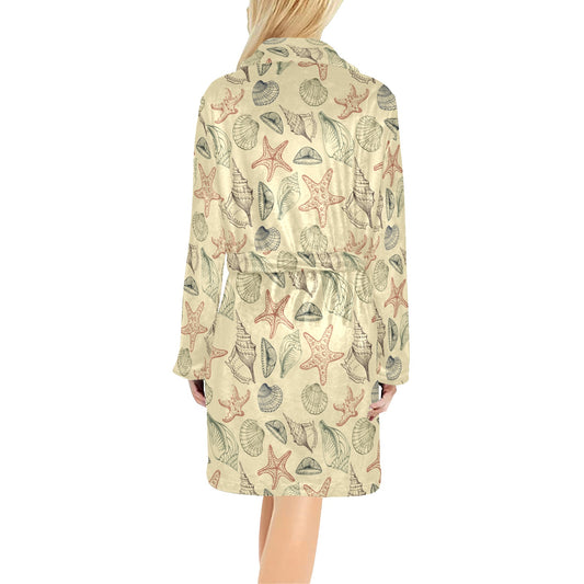 Seashell Print Design LKS305 Women's Fleece Robe