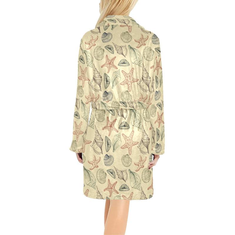 Seashell Print Design LKS305 Women's Fleece Robe