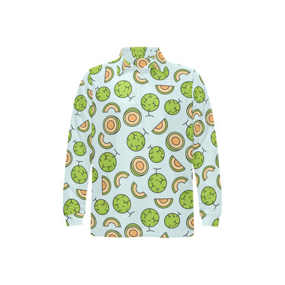 Cantaloupe Pattern Print Design 02 Long Sleeve Polo Shirt For Men's