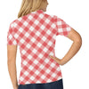 Gingham Red Pattern Print Design 01 Women's Polo Shirt