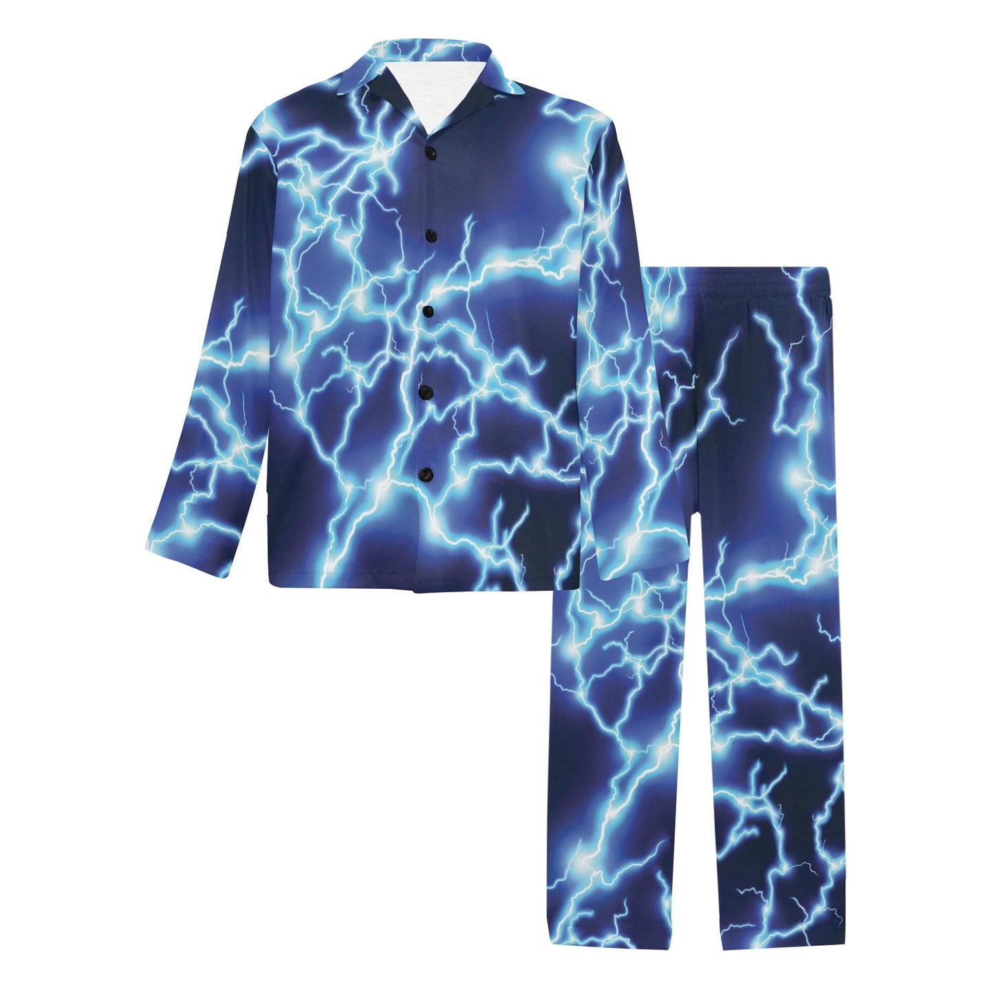 Lightning Thunder Pattern Print Design 04 Men's Long Pajama Set