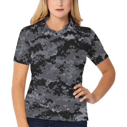 ACU Digital Black Camouflage Women's Polo Shirt