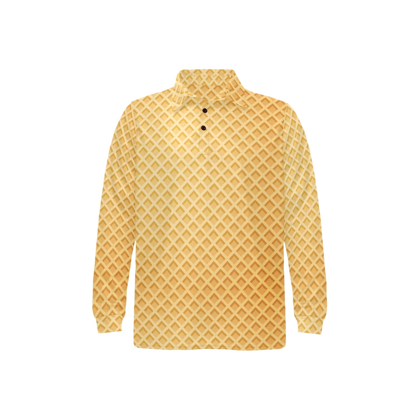 Waffle Texture Print Design LKS302 Long Sleeve Polo Shirt For Men's