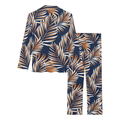 Tropical Flower Pattern Print Design TF07 Women's Long Pajama Set