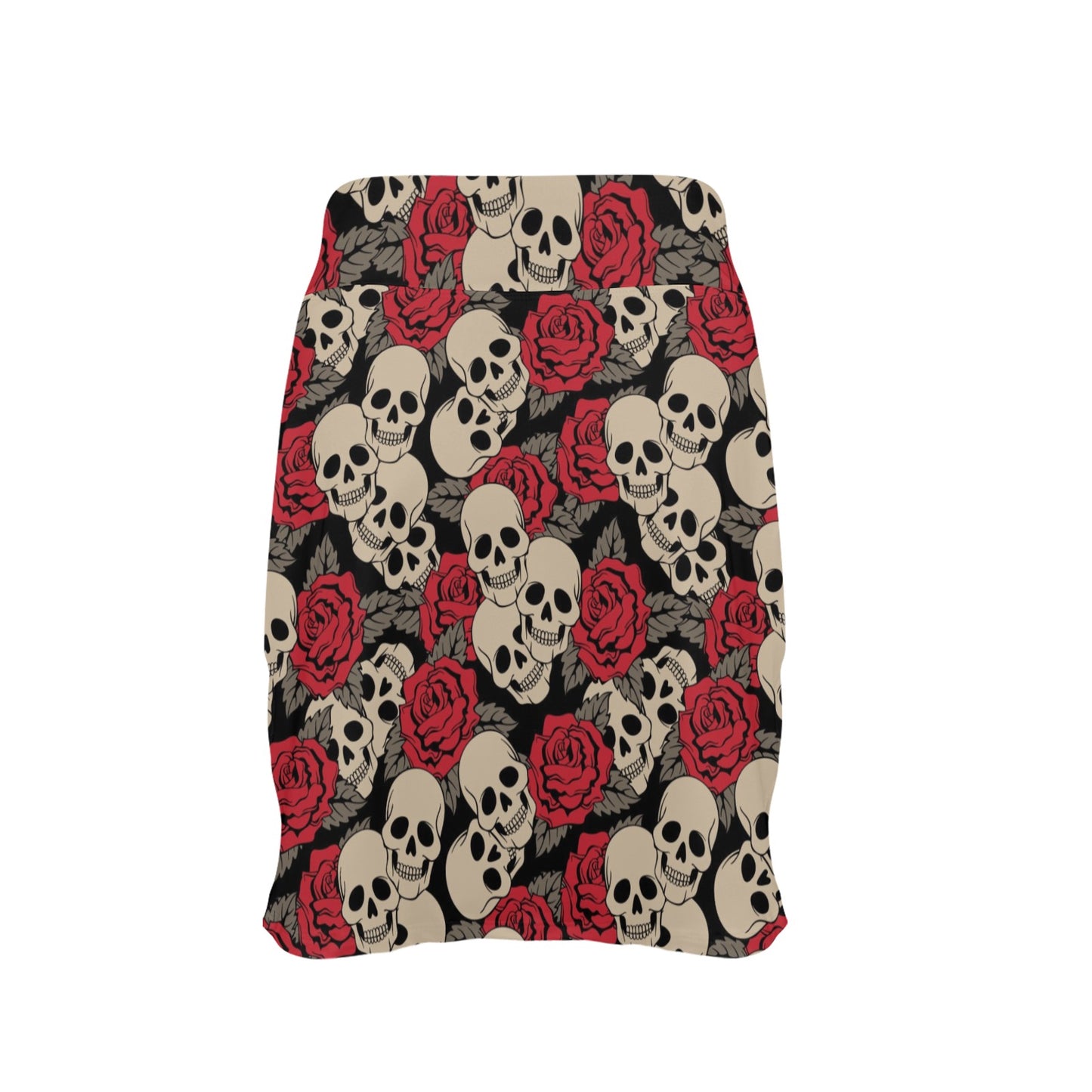Skull And Roses Print Design LKS301 17" Golf & Pickleball Skort with Pockets