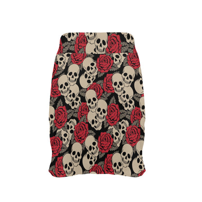 Skull And Roses Print Design LKS301 17" Golf & Pickleball Skort with Pockets