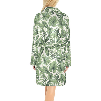 Palm Leaves Pattern Print Design PL014 Women's Fleece Robe