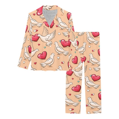 Pigeon Heart Pattern Print Design 04 Women's Long Pajama Set