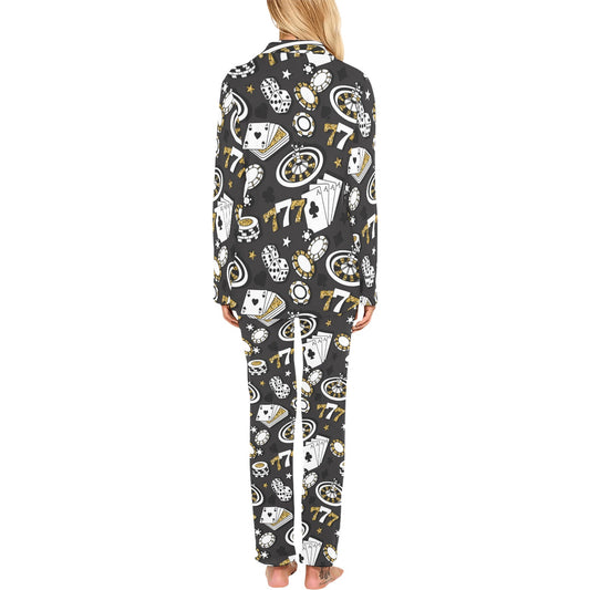 Casino Pattern Print Design 05 Women's Long Pajama Set