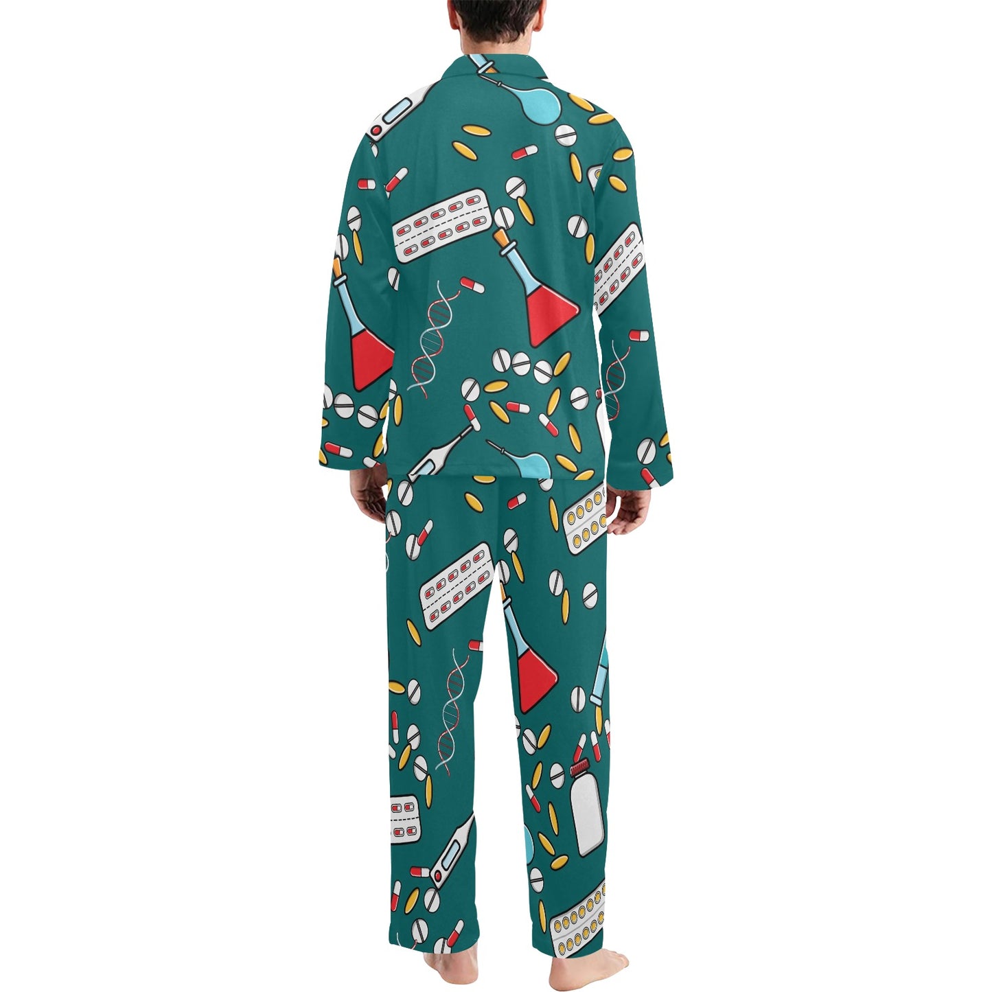 Nurse Pattern Print Design A05 Men's Long Pajama Set