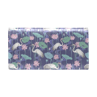 Water Lily Print Design LKS306 Women's Trifold Wallet