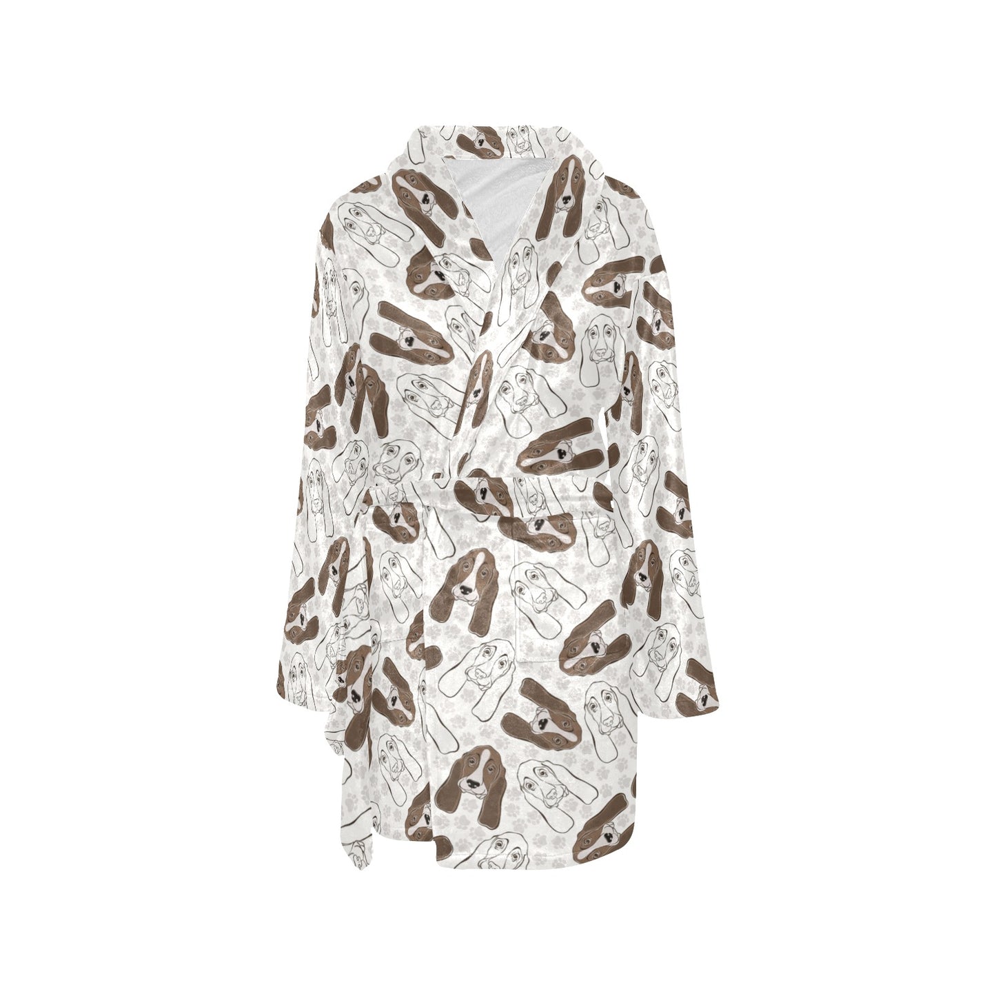 Basset Hound Pattern Print Design 01 Women's Fleece Robe