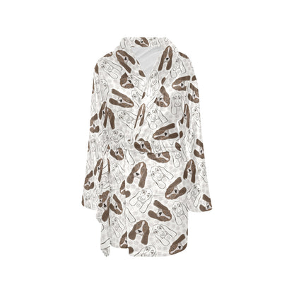 Basset Hound Pattern Print Design 01 Women's Fleece Robe