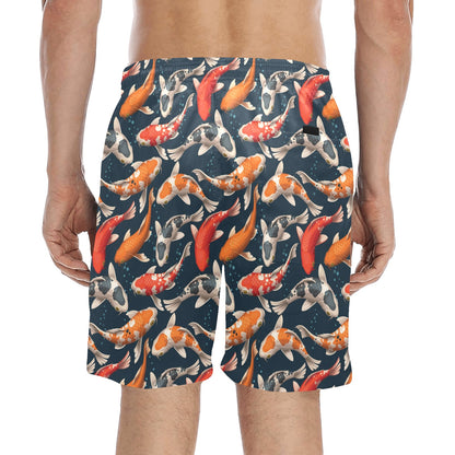 Koi Carp Cute Design Themed Print Men's Swim Trunks Beach Shorts