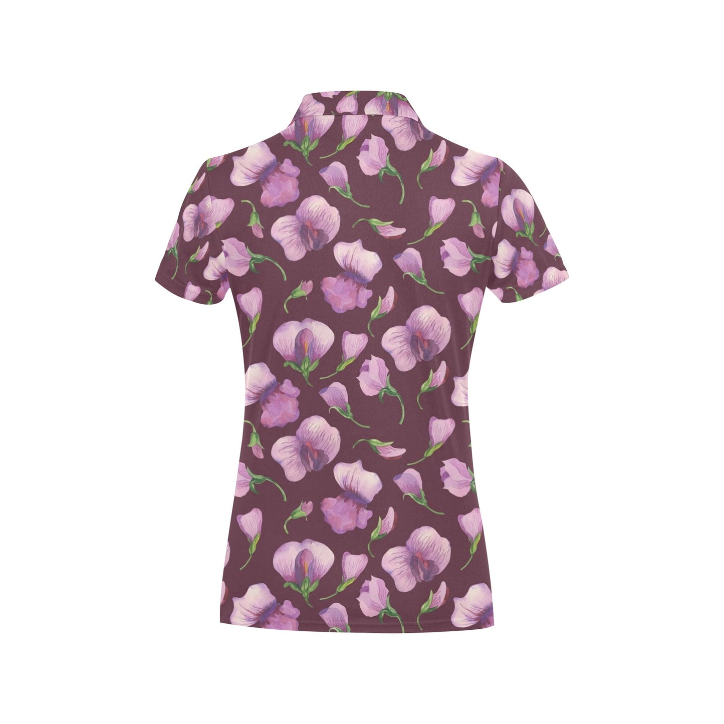 Peony Pattern Print Design PE010 Women's Polo Shirt