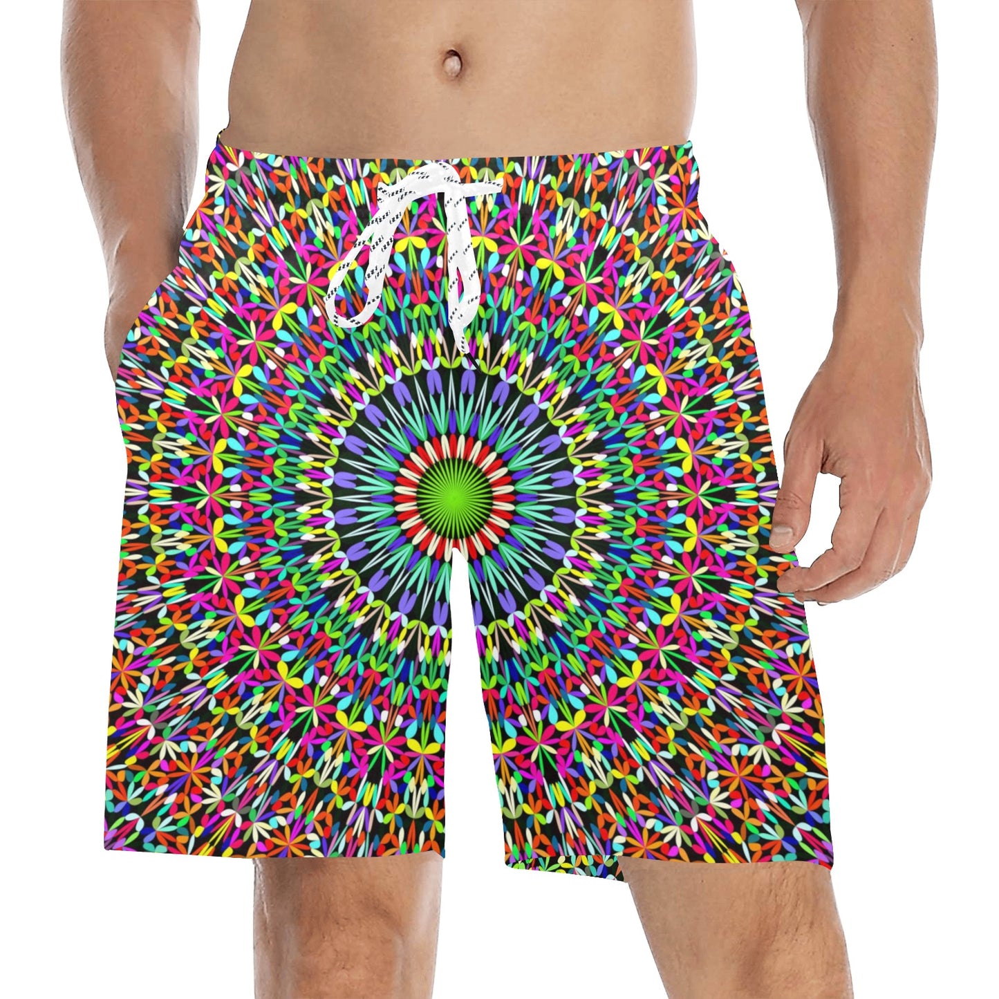 Bohemian Colorful Style Print Men's Swim Trunks Beach Shorts