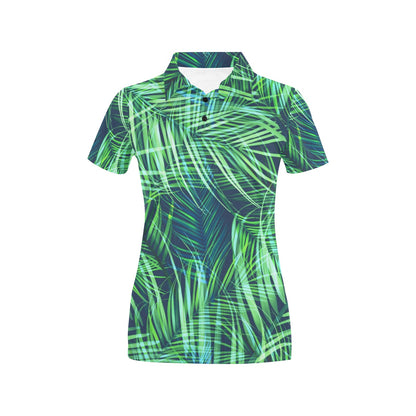Palm Leaves Pattern Print Design PL02 Women's Polo Shirt