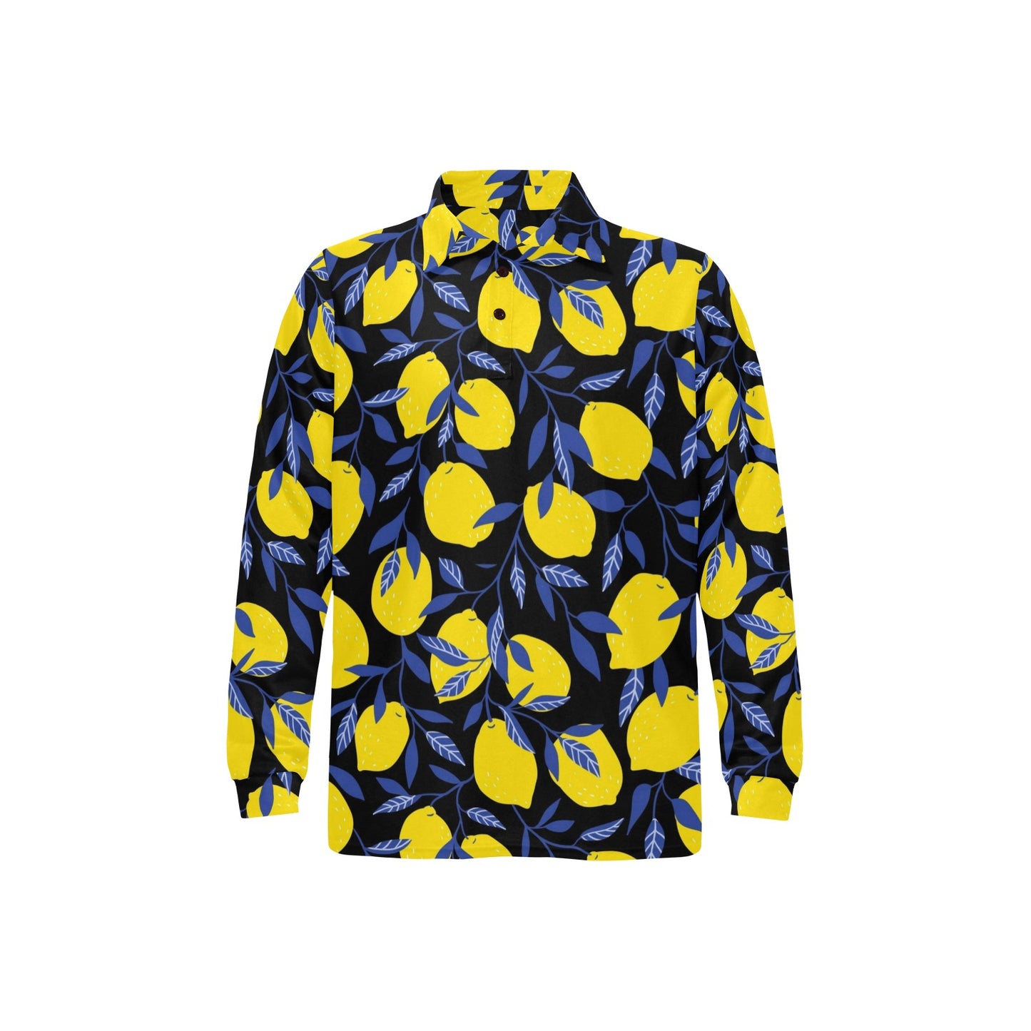 Lemon Pattern Print Design LM01 Long Sleeve Polo Shirt For Men's