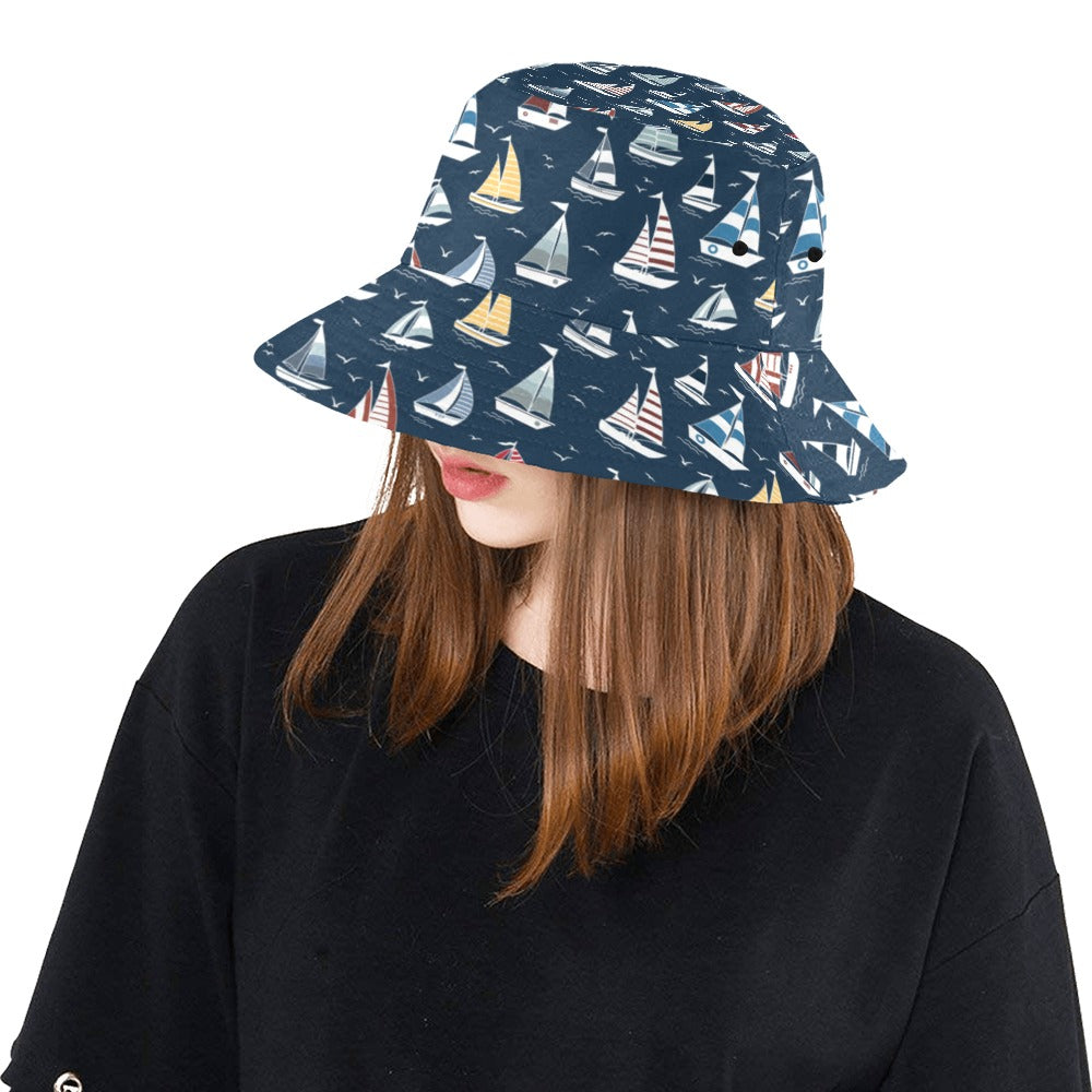 Sailboat Print Design LKS306 Unisex Bucket Hat