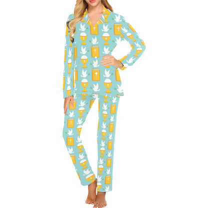 Christian Pattern Print Design 02 Women's Long Pajama Set