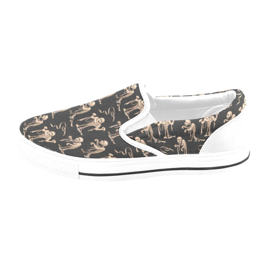Mummy Print Design LKS302 White Slip Ons Canvas Women's Shoes