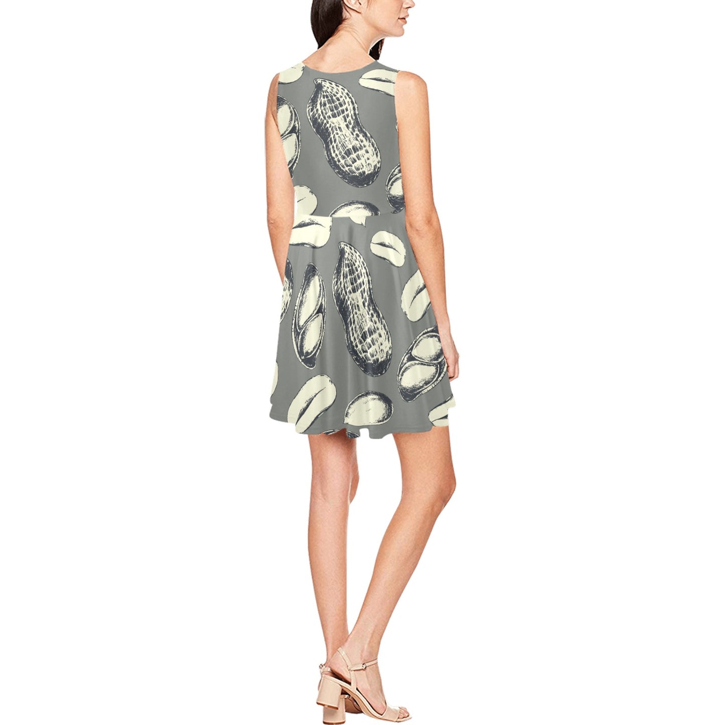 Peanut Pattern Print Design A01 Sleeveless Dress