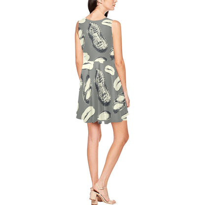 Peanut Pattern Print Design A01 Sleeveless Dress