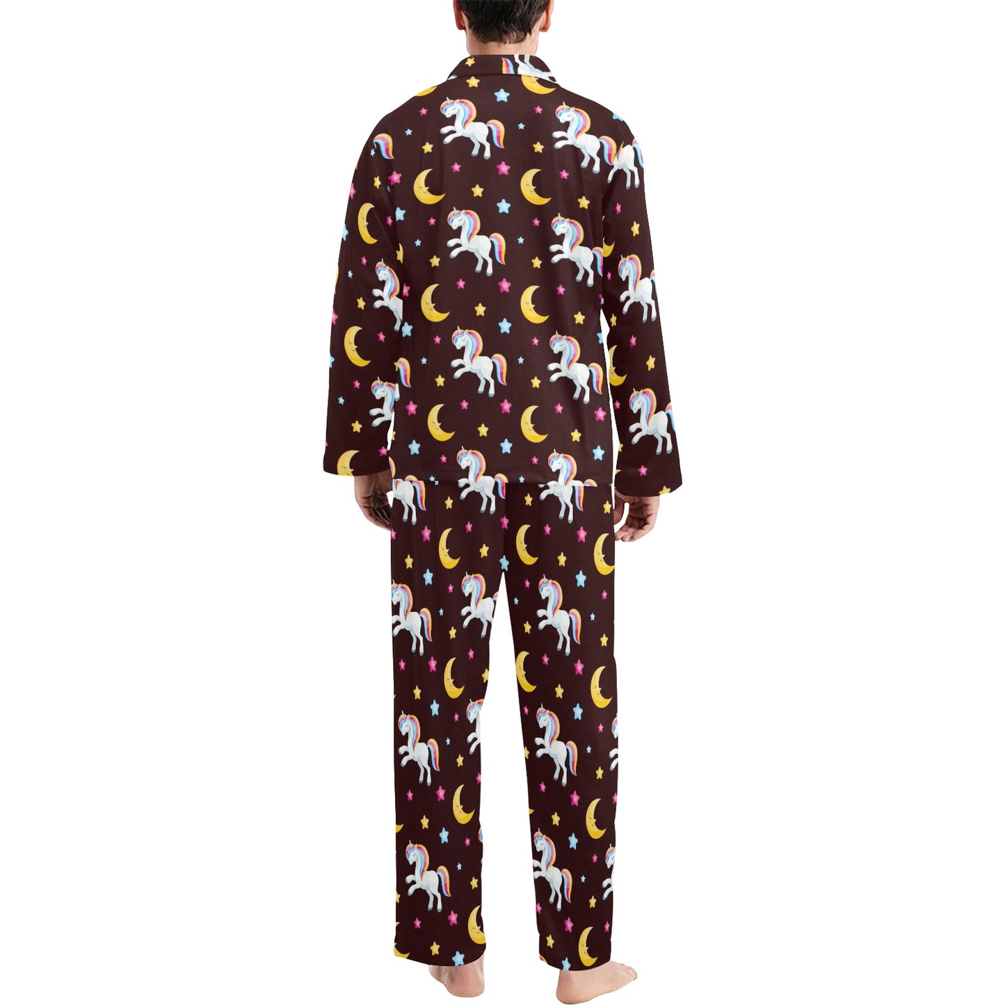 Unicorn Moon Star Men's Long Pajama Set