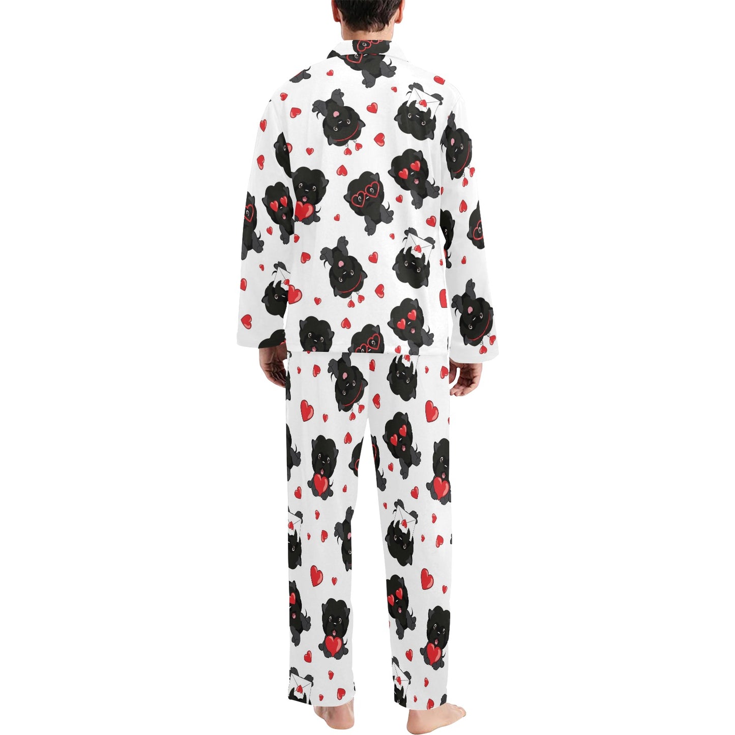 Affenpinscher Pattern Print Design 01 Men's Long Pajama Set