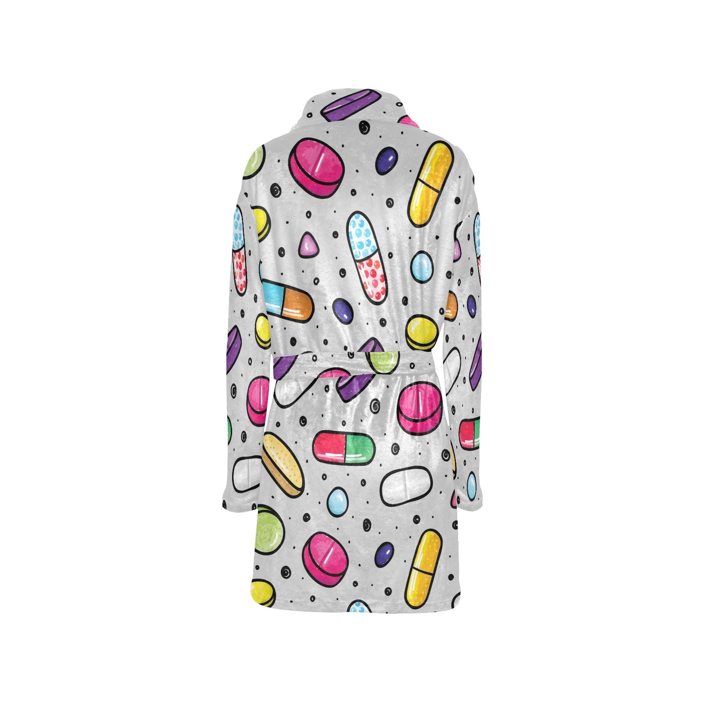 Pill Pattern Print Design A04 Women's Fleece Robe