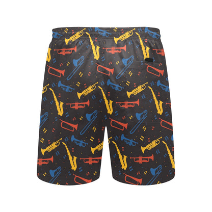Saxophone Print Design LKS407 Men's Swim Trunks Beach Shorts