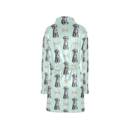 Schnauzers Pattern Print Design A03 Women's Fleece Robe