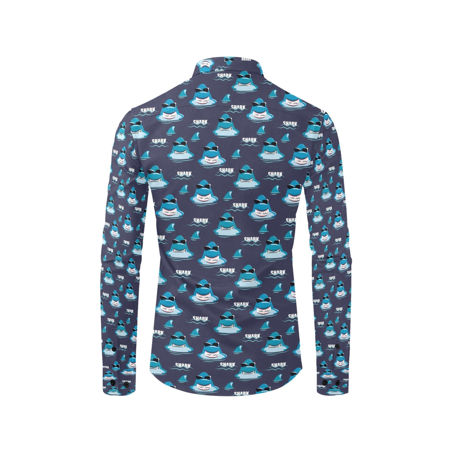 Shark Print Design LKS309 Men's Long Sleeve Dress Shirt