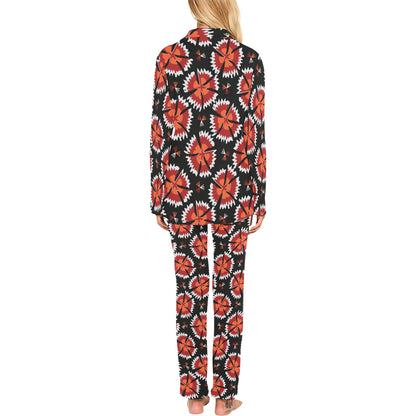 Carnations Pattern Print Design CN03 Women's Long Pajama Set