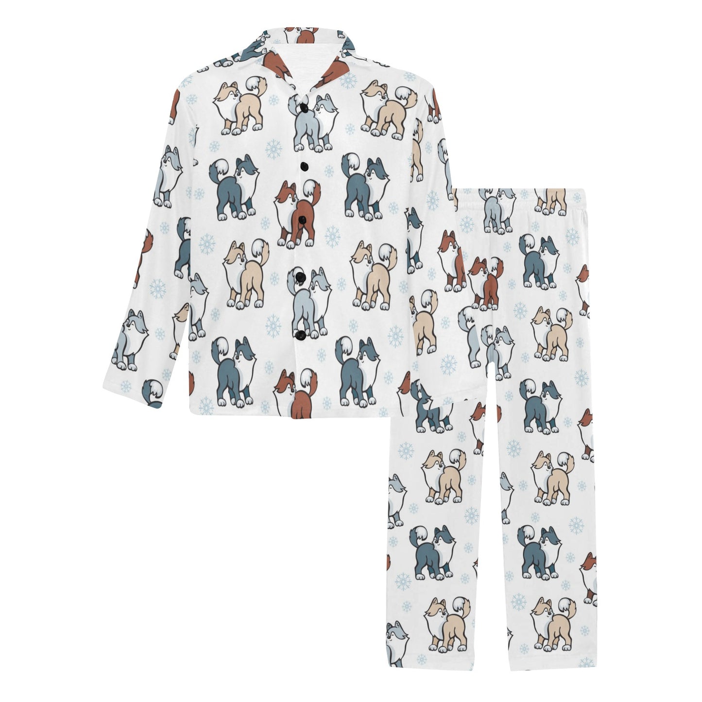 Alaskan Malamute Pattern Print Design 02 Men's Long Pajama Set
