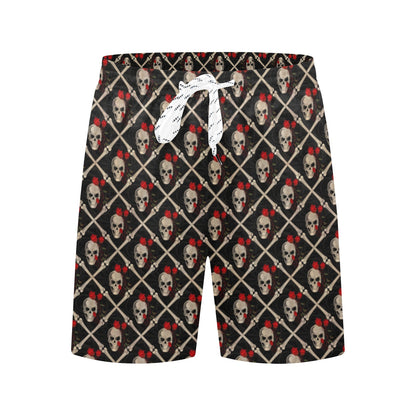 Skull Roses Bone Design Themed Print Men's Swim Trunks Beach Shorts