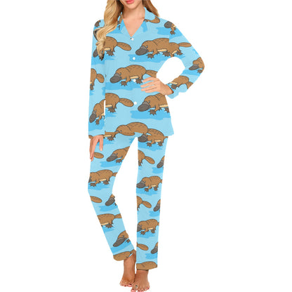 Platypus Pattern Print Design A02 Women's Long Pajama Set