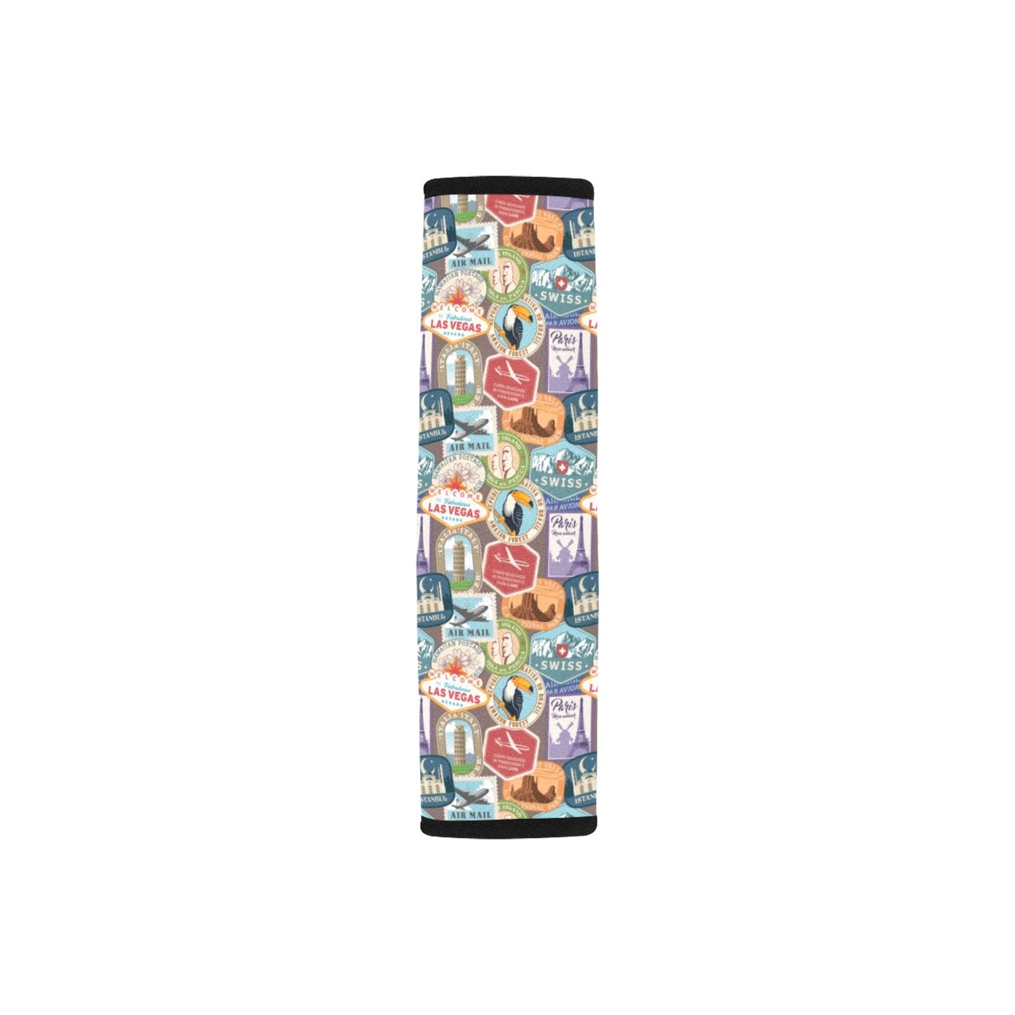 Travel Stamp Print Design LKS301 Car Seat Belt Cover