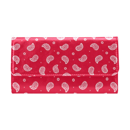 Bandana Red Paisley Print Design LKS305 Women's Trifold Wallet