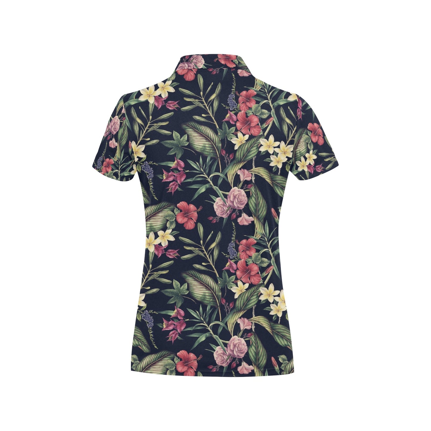 Tropical Flower Pattern Women's Polo Shirt