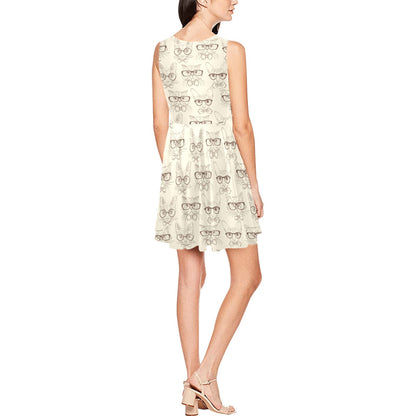Cat Pattern Print Design 02 Sleeveless Dress