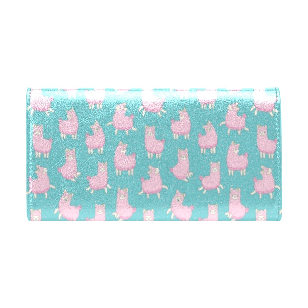 Alpaca Cartoon Design Themed Print Women's Trifold Wallet