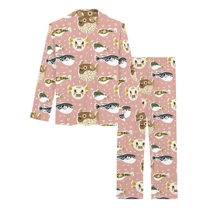 Fugu Cute Pattern Print Design 01 Women's Long Pajama Set