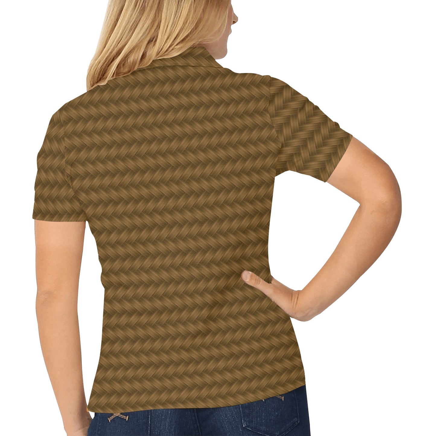Cable Knit Pattern Print Design 02 Women's Polo Shirt