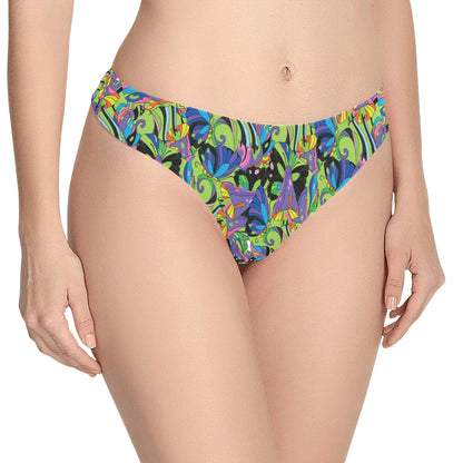 Psychedelic Trippy Mushroom Themed Women's Thongs