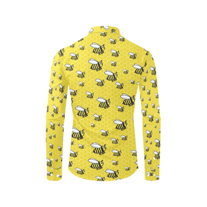 Bee Cute Print Design LKS308 Men's Long Sleeve Dress Shirt