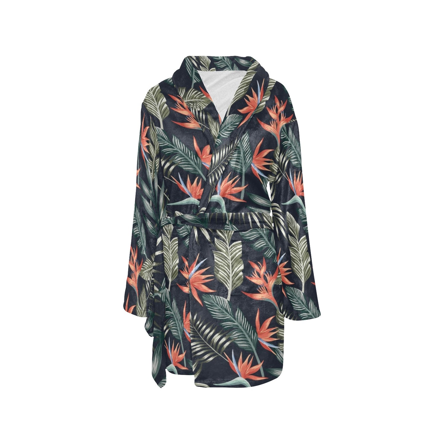 Bird Of Paradise Pattern Print Design BOP02 Women's Fleece Robe