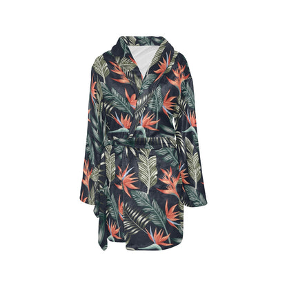 Bird Of Paradise Pattern Print Design BOP02 Women's Fleece Robe